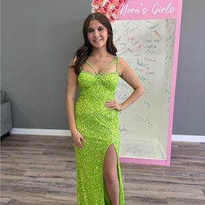 Bright Green Sequin Prom Dress